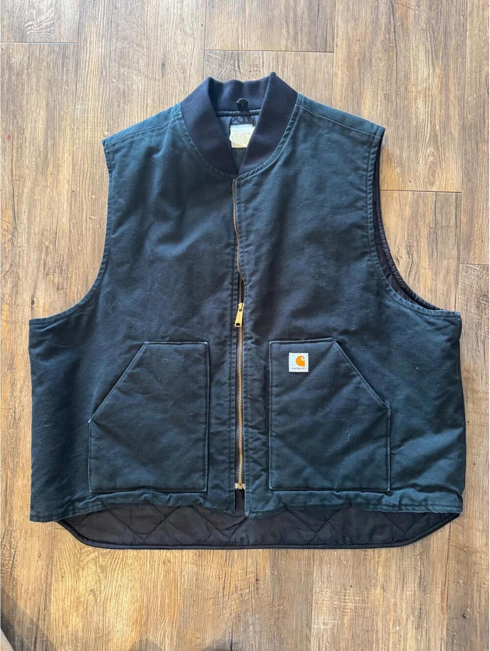 Vintage Carhartt Arctic Quilt Lined Duck Canvas V01 Men's Vest  Black Sz 3XL